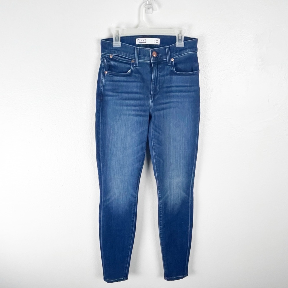 AYR The Chiller High Rise Blue Dark Wash Denim Whiskering Skinny Jeans 28 Casual